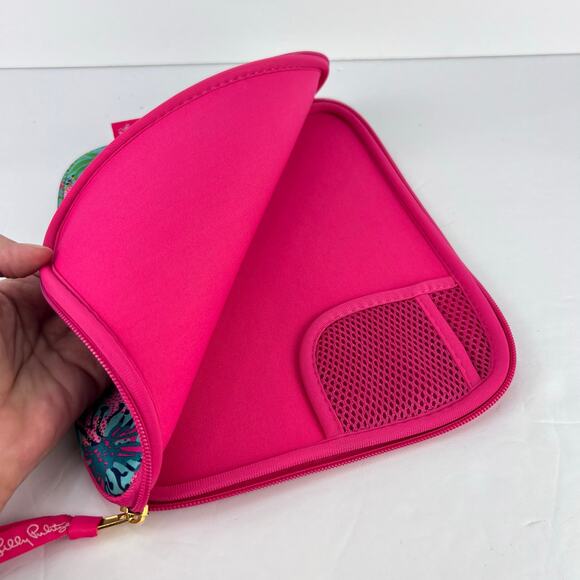 EUC Lilly Pulitzer iPad/Tablet Neoprene Blue Pink Nautical Case Holder Zipper - Picture 6 of 8